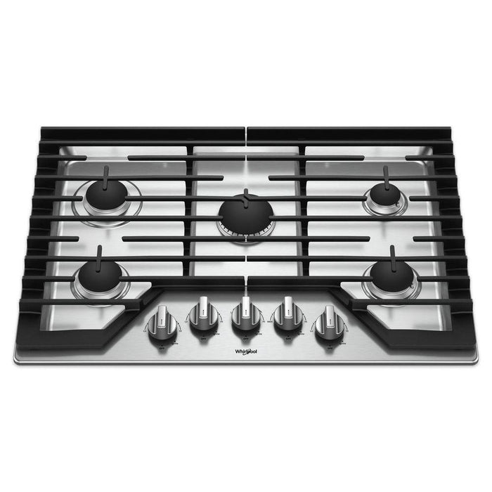30 in. Gas Cooktop in Stainless Steel with 5 Burners and Griddle - WHIRLPOOL (WCG97US0HS)
