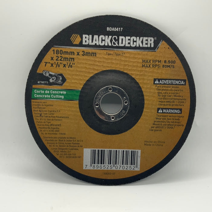 7” CONCRETE CUTTING DISC - BLACK & DECKER (BDA0417)