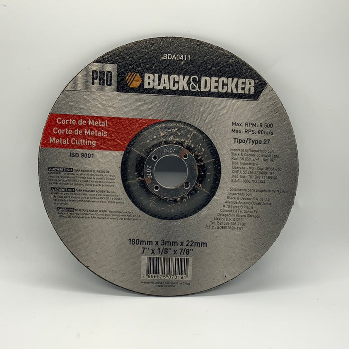 7” METAL CUTTING DISC - BLACK & DECKER (BDA0411)