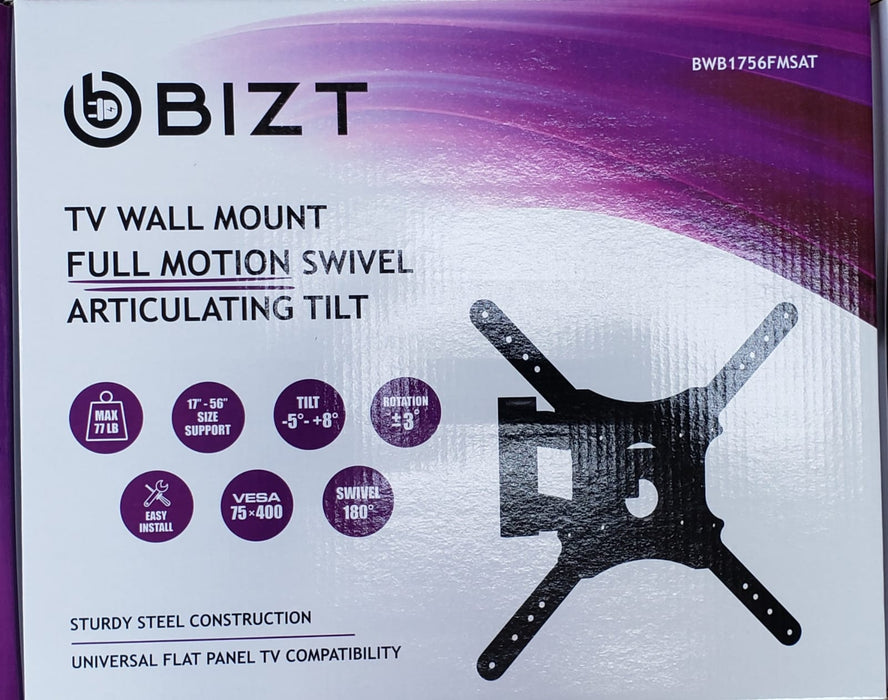 TV Wall Mount Full Motion for 17” to 55” - BIZT (BWB1756FM)